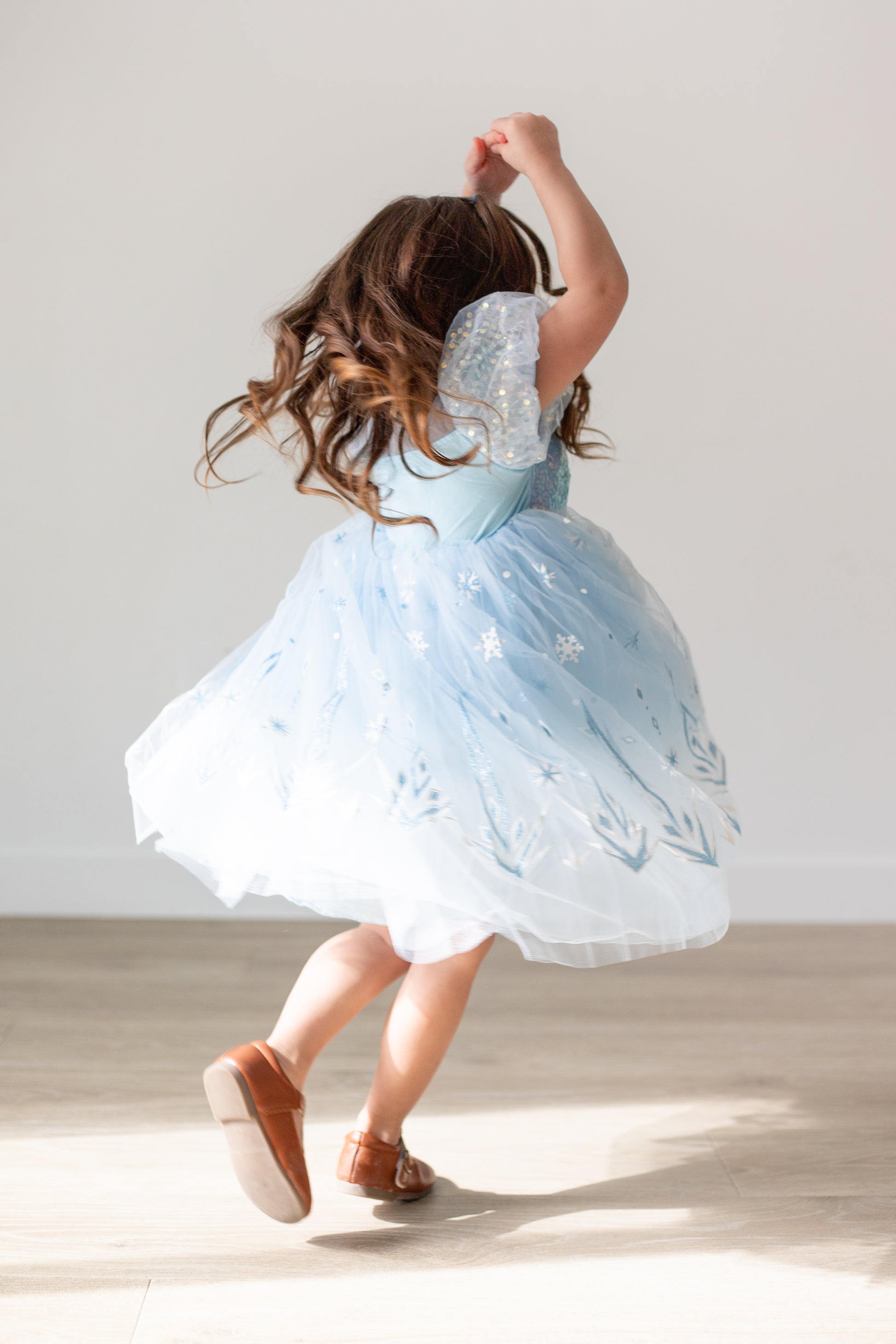 women's light blue winter princess dress with snowflakes Snow Princess Dress for Girls – Winter Wish Edition – Sparkle Kids Co