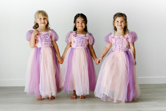 Beaded Flower Rapunzel Princess Dress - Lavender & Pink Edition