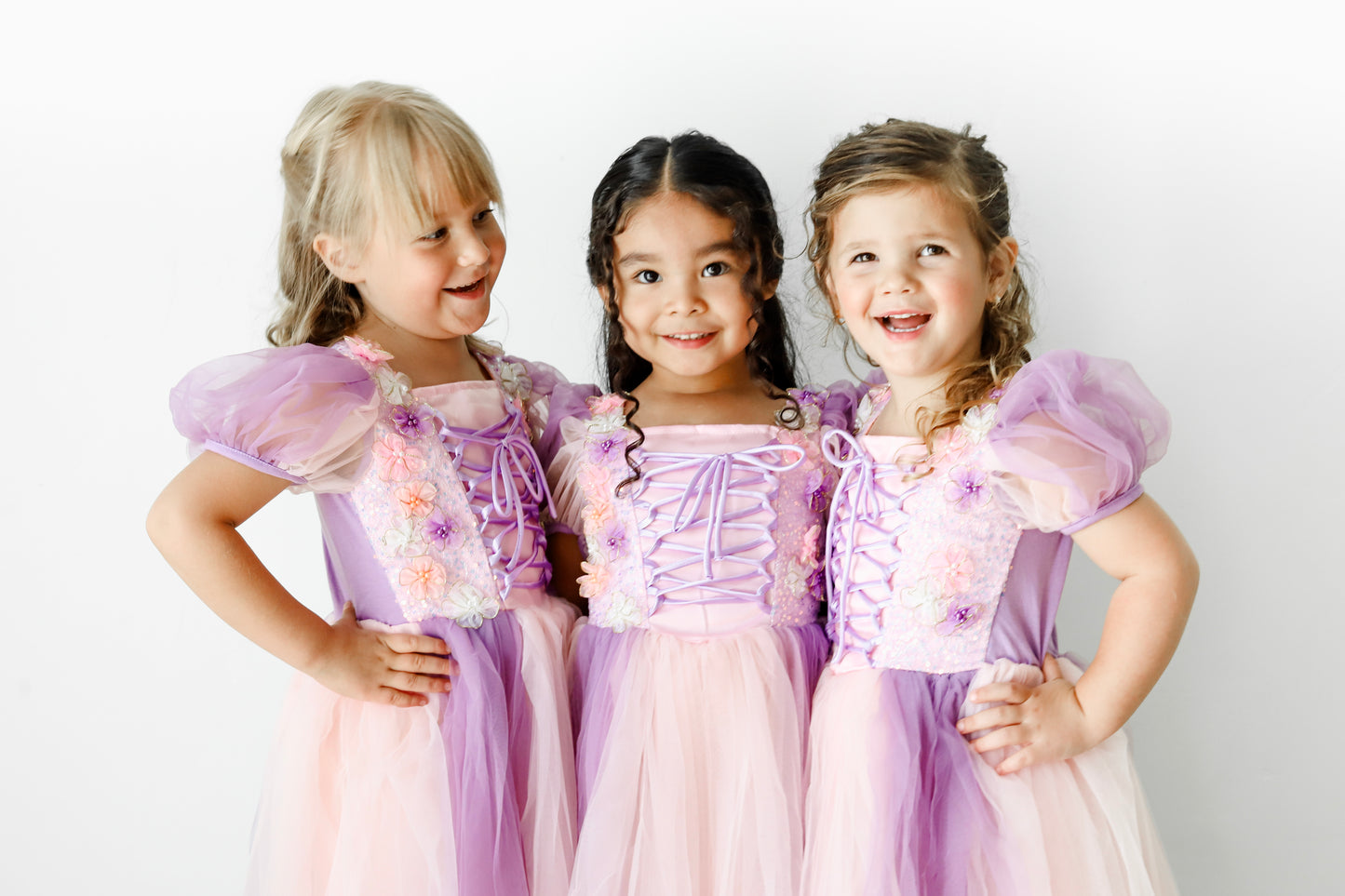 Beaded Flower Rapunzel Princess Dress - Lavender & Pink Edition