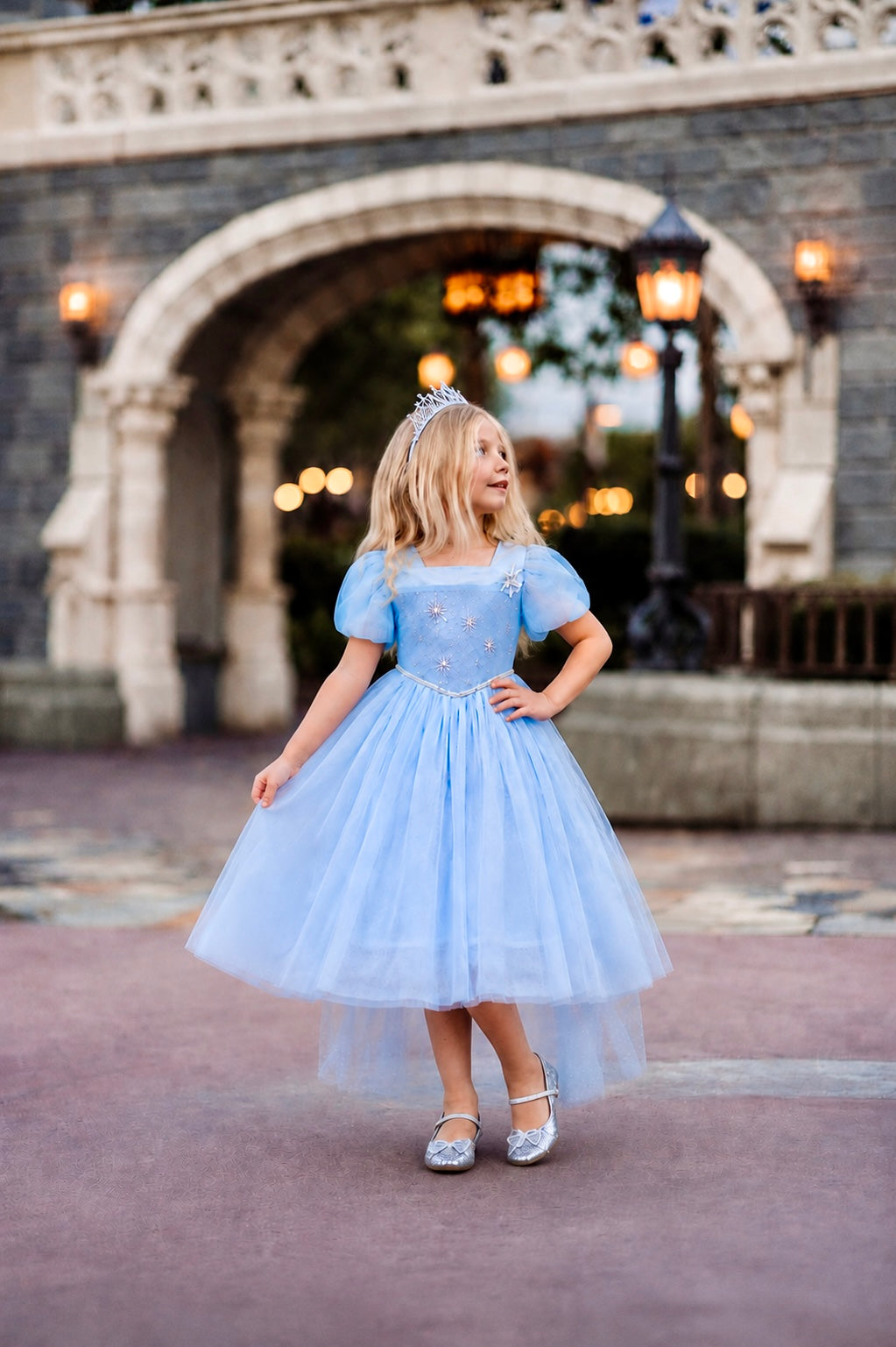 Princess Blue Ice Crystal Dress for Girls