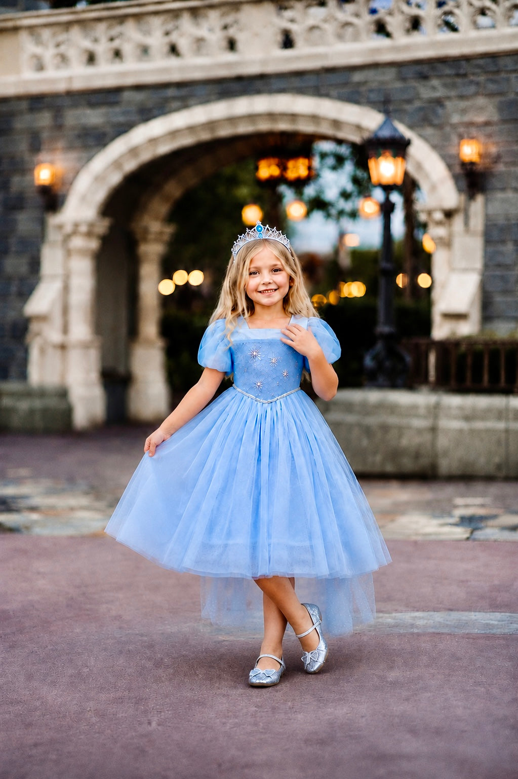 Princess Blue Ice Crystal Dress for Girls