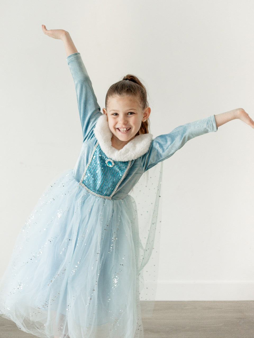 Icy Queen Princess Dress with Faux Fur Collar