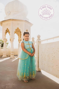 Royal Oasis Princess Dress – Teal & Gold Edition