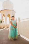 Royal Oasis Princess Dress – Teal & Gold Edition